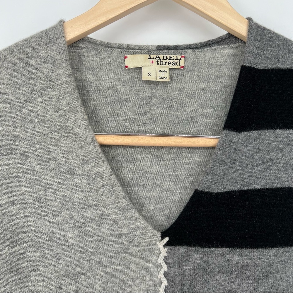 Label + Thread Cashmere Wool Patchwork Thread Striped Floral‎ Colorblock Sweater - Picture 4 of 9